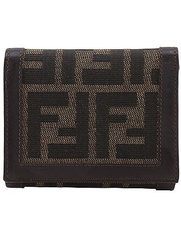 Fendi Fendi Zucca Tri-fold Wallet, Nylon Canvas, Brown, Snap Button, Women's (view 1)