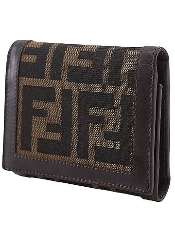 Fendi Fendi Zucca Tri-fold Wallet, Nylon Canvas, Brown, Snap Button, Women's (view 2)