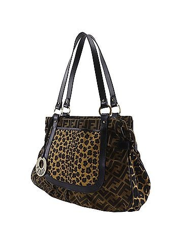 Fendi Fendi Zucca Leopard Tote Bag 8BH629 Nylon Canvas Brown A4 Size Women's (view 2)