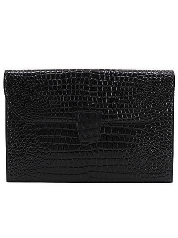 Yves Saint Laurent Yves Saint Laurent clutch bag, embossed leather, black, A5 size, magnetic closure, unisex. (view 1)