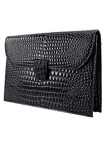 Yves Saint Laurent Yves Saint Laurent clutch bag, embossed leather, black, A5 size, magnetic closure, unisex. (view 2)