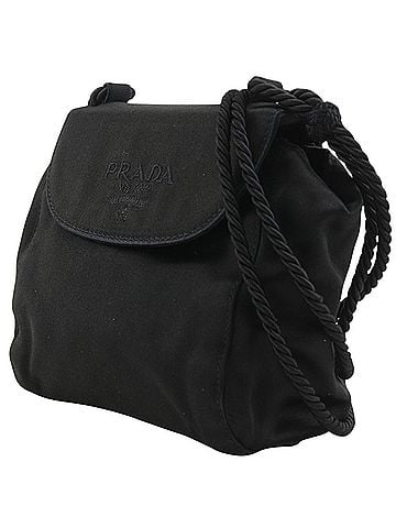 Prada Prada Logo Fringe Shoulder Bag, Satin, Black, Magnetic Closure, Women's (view 2)