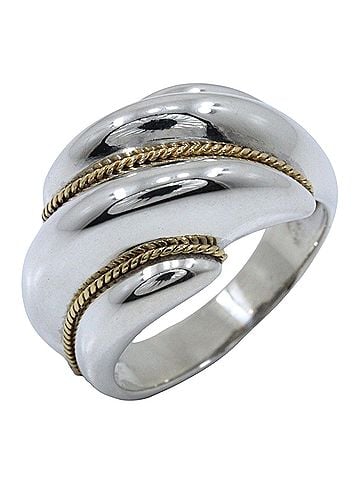 Tiffany & Co. Tiffany & Co. Twist Rope Ring, Sterling Silver 925 x 18K Yellow Gold, Approx. 6.0g, Women's. (view 1)