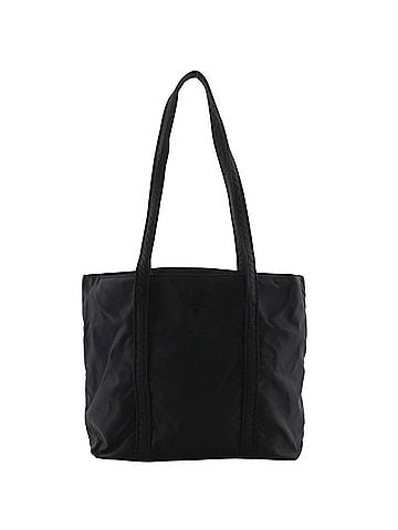 Prada Prada PRADA Logo Embroidered Tote Bag, Nylon, Black, A4 Size, Open, Women's (view 1)