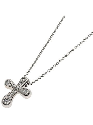 Tiffany & Co. Tiffany & Co. Small Cross Diamond Necklace, Platinum PT950, Women's. (view 1)