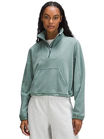 Lululemon Athletica Brushed Softstreme Ribbed Half Zip Jacket (view 1)