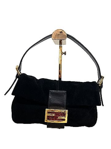 Fendi FENDI 26424 Mamma Bucket Suede Shoulder Bag, Black (view 1)