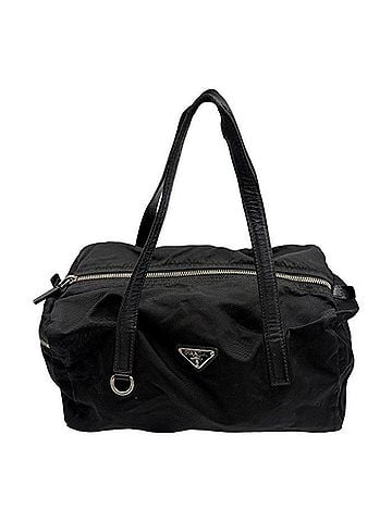 Prada PRADA Mini Boston Bag Handbag with Triangle Logo, Black (view 1)