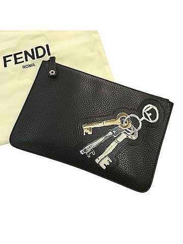 Fendi FENDI clutch bag for women, leather, black, 7N0078 (view 1)