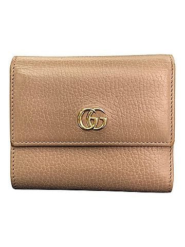 Gucci GUCCI GG Marmont Women's Tri-fold Leather Wallet, Beige, 546584 (view 1)