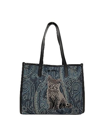 ETRO Etro Paisley Pattern Cat Embroidered Tote Bag, Canvas/Leather, Women's ETRO (view 1)