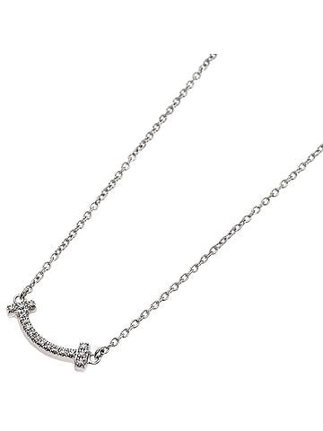 Tiffany & Co. Tiffany & Co. T Smile Mini Diamond Necklace, 18K White Gold, Women's. (view 1)