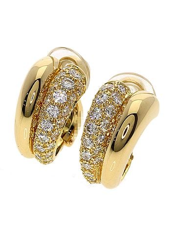 Cartier Cartier Vintage Pavé Diamond Earrings 18K Yellow Gold Women's CARTIER (view 1)