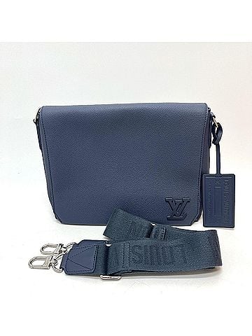 Louis Vuitton LOUIS VUITTON M23709 LV Aerogram Takeoff Messenger Bag, Handbag, Crossbody Shoulder Leather, Men's, Blue, Atlantic Like New (view 1)