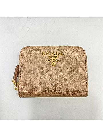 Prada PRADA Round Zip Coin/Card Holder/Card Case Wallet, Pink Beige, 1MM268 QWAF0236 R-B (view 1)