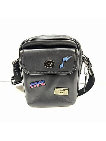 Coach COACH Leather Shoulder Bag, Navy (view 1)