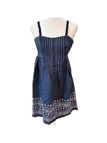Anna Sui Corset Denim Embroidered Mini Sundress Casual Dress (view 1)