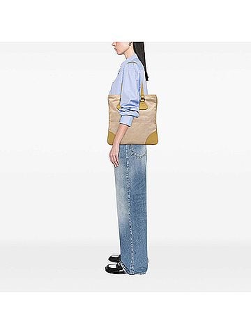 Prada Vitello Trimmed Canvas Canapa Tote (view 2)