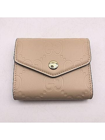 Gucci GUCCI GG Emblem Double G Medium Wallet, 772793, Beige (view 1)