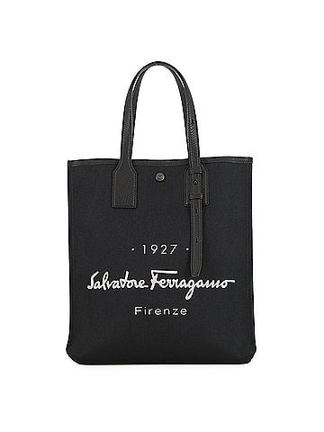 Salvatore Ferragamo Salvatore Ferragamo Tote Bag, Canvas and Leather, 240797, Black, Handbag, Women's, (view 1)
