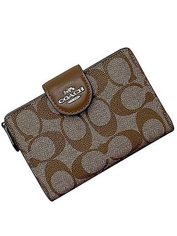 Coach Coach bi-fold wallet, beige/brown, signature pattern, C0082, L-shaped, PVC leather. (view 1)
