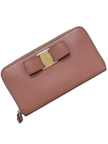 Salvatore Ferragamo Salvatore Ferragamo Round Long Wallet Pink Vara IY22 D267 Ribbon Leather (view 1)