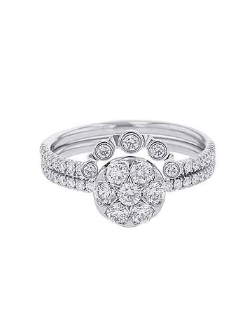 Cartier Cartier Etincelle de Double Diamond Ring, 18K White Gold, B4223100; Mini Big Bang Round Crescent Ring. (view 1)