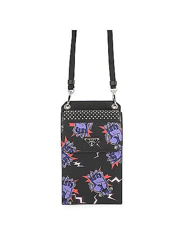 Prada Prada Smartphone Holder Frankenstein Saffiano 2ZH068 PRADA Handbag Black (view 1)