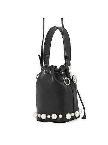 Fendi Fendi Montresor Mini Faux Pearl Leather Handbag 8BS010 FENDI 2-way Shoulder Bag Black Women's (view 2)