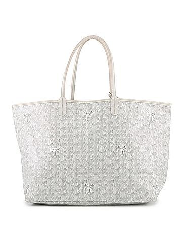 Goyard Goyard Saint Louis PM Tote Bag, Leather, STLOUIPMLTY50CL50P, White, Herringbone Pattern, Handbag (view 1)