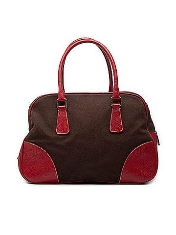 Prada Cinghiale Trimmed Canvas Canapa Bauletto Bag (view 1)