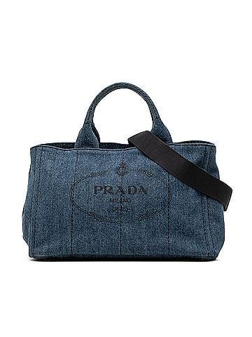 Prada Large Denim Canapa Logo Satchel (view 1)