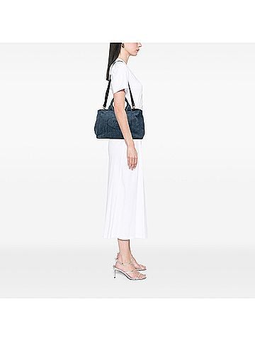 Prada Large Denim Canapa Logo Satchel (view 2)