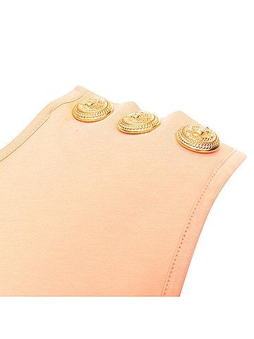 Balmain BALMAIN peach pink gold foil logo buttons shoulder sleeveless tshirt FR36 S (view 2)