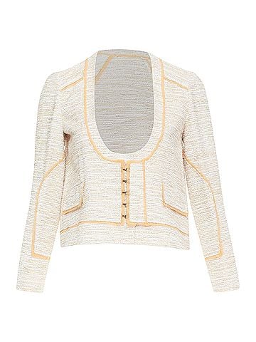 Proenza Schouler PROENZA SCHOULER 2011 beige cotton tweed orange trim scoop jacket US2 S (view 1)