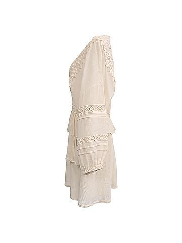 IRO Iro Figons Crochet-Trimmed Ruffled Mini Dress in Beige Cotton (view 2)