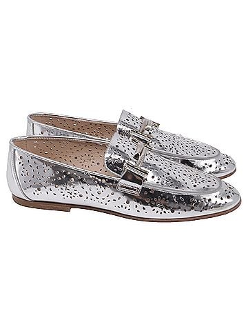 Tod's Tod's Perforated Loafers in Metallic Leather (view 1)