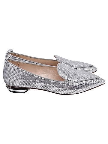 Nicholas Kirkwood  Nicholas Kirkwood Beya Pointed Ballet Flats in Silver Sequin (view 1)