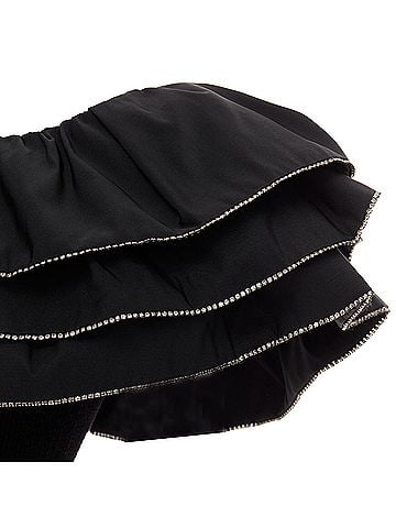 Alexandre Vauthier ALEXANDRE VAUTHIER 2024 black ribbed velour knit crystal trim ruffle mini dress (view 2)
