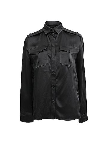 Tom Ford Tom Ford Western-Style Satin Shirt in Black Acetate (view 1)