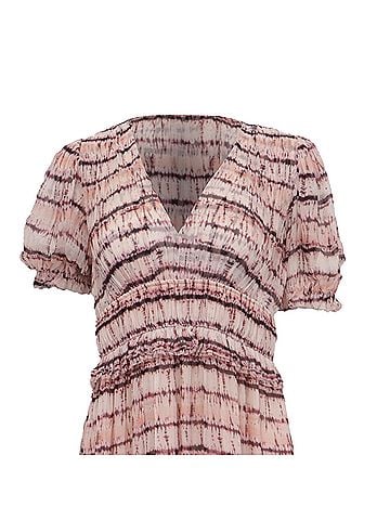 Ulla Johnson Ulla Johnson Elodie V-Neck Midi Dress in Pink Silk (view 2)