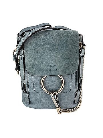 Chloé Chloe Blue Faye Mini Suede and Leather Backpack Bag (view 1)