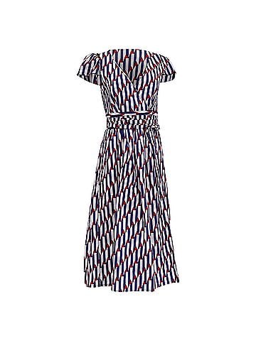 Marc Jacobs  Marc Jacobs Arrow Print Midi Wrap Dress in Multicolor Cotton  (view 1)