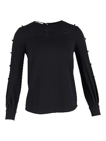 Oscar De La Renta Oscar de la Renta Bateau Neckline Blouse in Black Silk (view 1)
