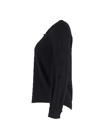 Oscar De La Renta Oscar de la Renta Bateau Neckline Blouse in Black Silk (view 2)