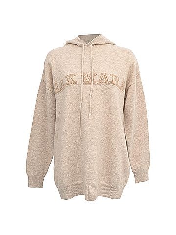 Max Mara Max Mara Logo Hoodie in Beige Cashmere (view 1)