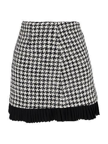 Sandro  Sandro Paris Houndstooth Mini Skirt in Black Wool Tweed (view 1)