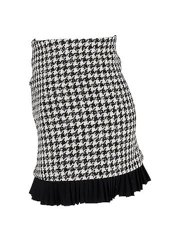 Sandro  Sandro Paris Houndstooth Mini Skirt in Black Wool Tweed (view 2)