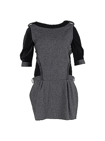 Vanessa Bruno Vanessa Bruno Layered Mini Dress in Grey and Black Wool (view 1)