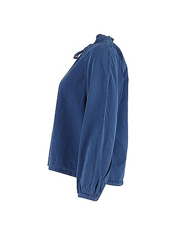 A.P.C. A.P.C. Noa Drawstring-Tie Chambray Long-Sleeved Top in Blue Cotton (view 2)